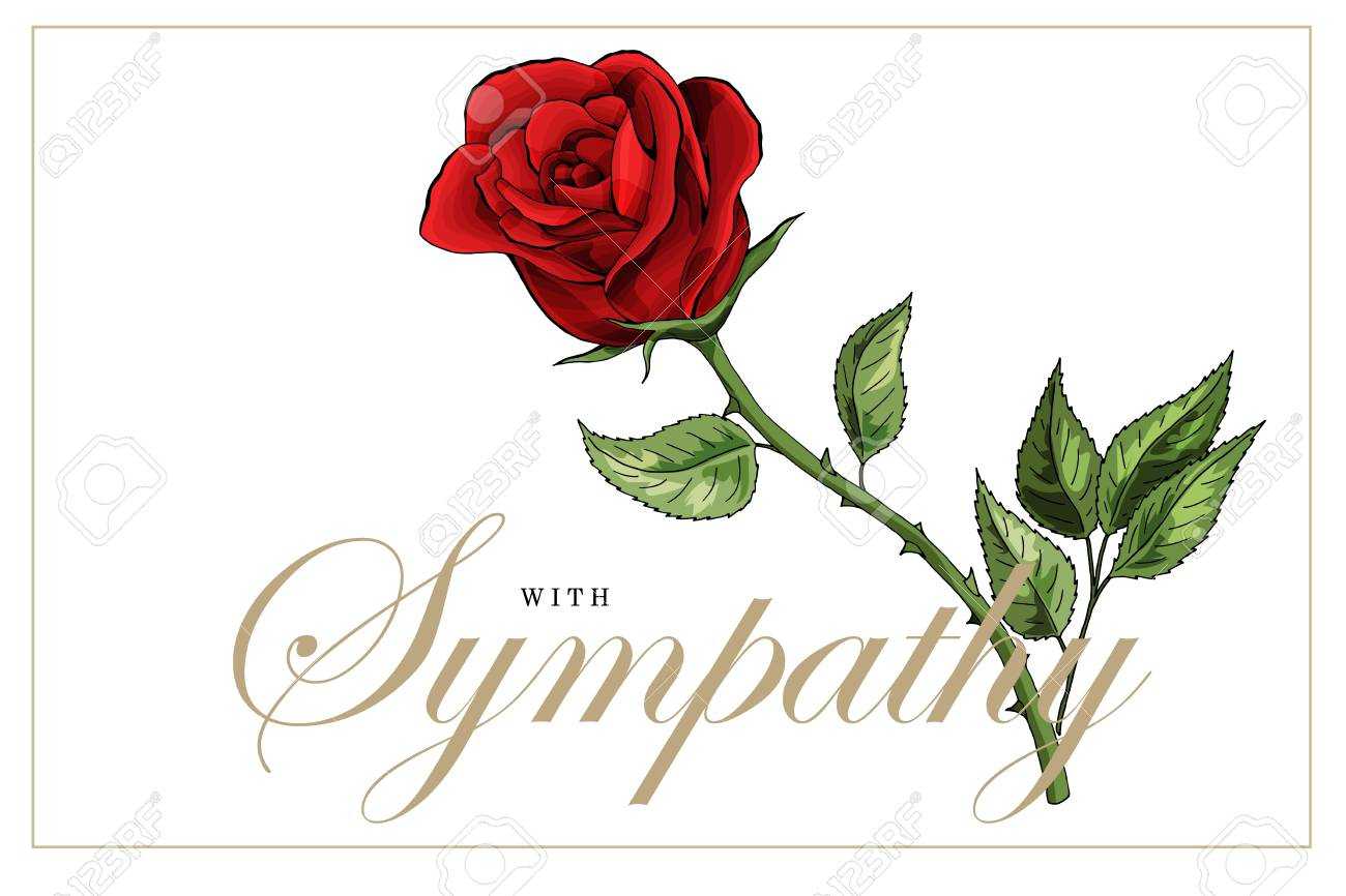 Condolences Sympathy Card Floral Red Roses Bouquet And Lettering For Sympathy Card Template