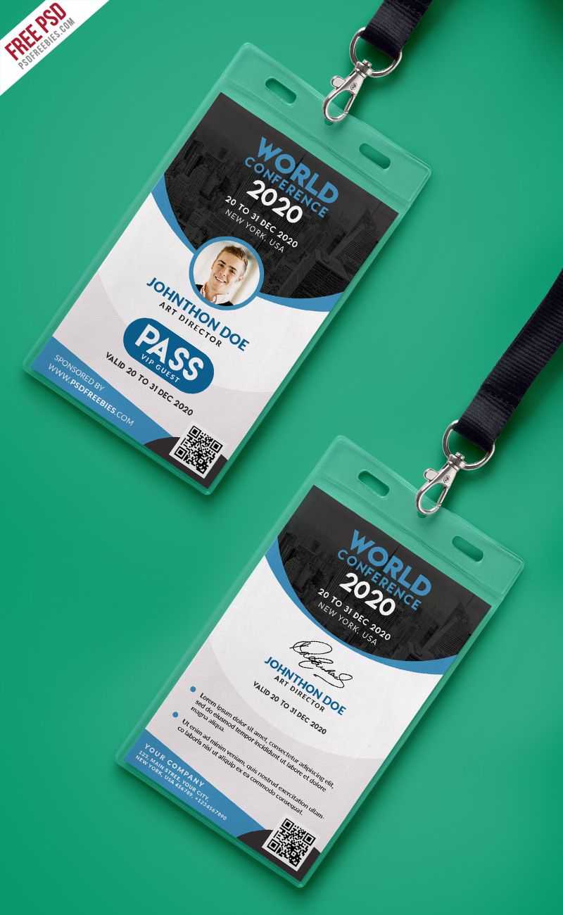 Conference Vip Entry Pass Id Card Template Psd | Id Card With Conference Id Card Template