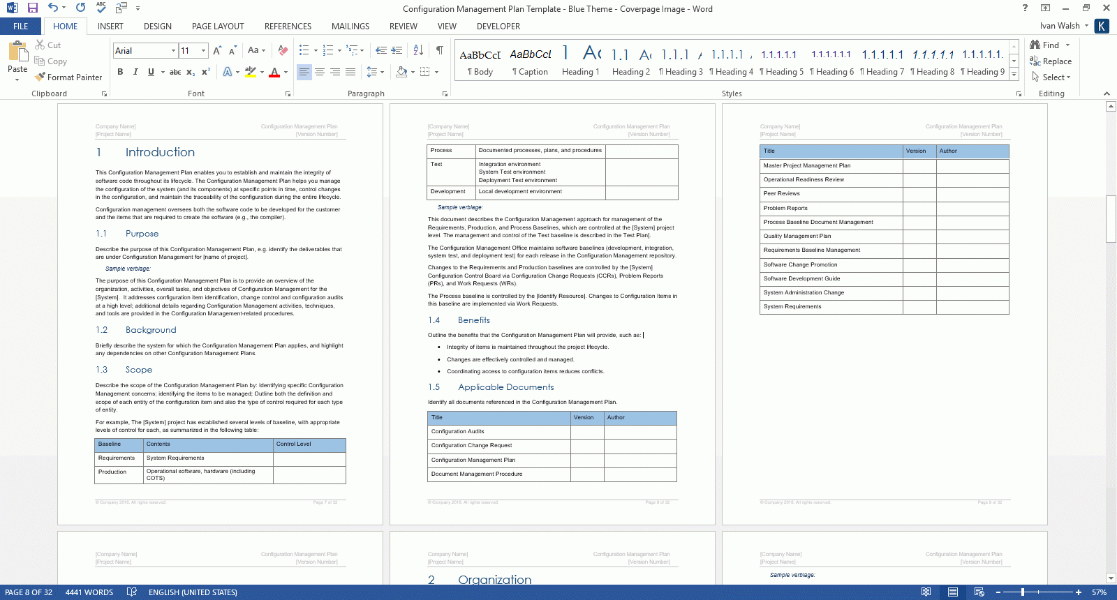 Configuration Management Plan Templates (Ms Office) With Training Manual Template Microsoft Word