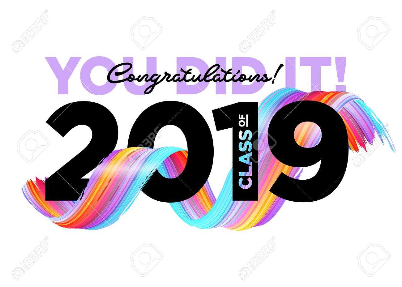 Congratulations Graduates Class Of 2019 Vector Logo. Graduation.. Regarding Graduation Banner Template