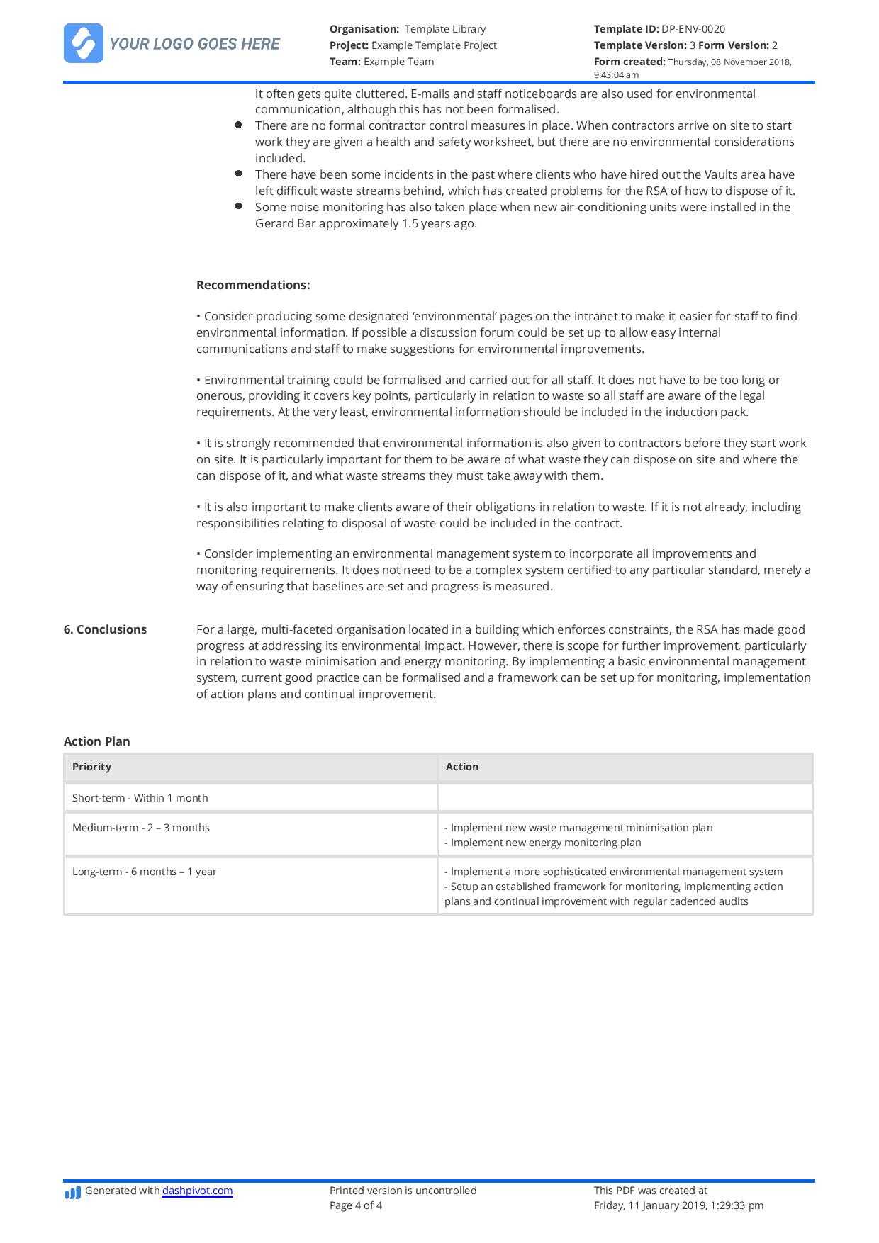 Construction Audit Report Sample: For Safety, Quality Inside Information System Audit Report Template