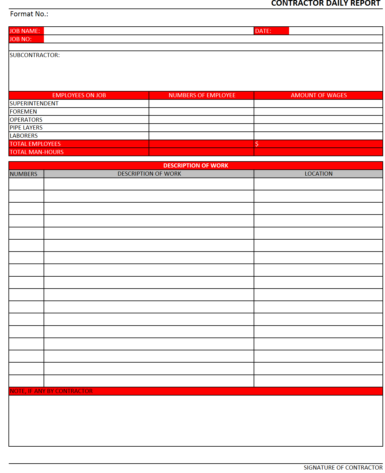 Construction Daily Report Template Excel | Report Template Inside Superintendent Daily Report Template