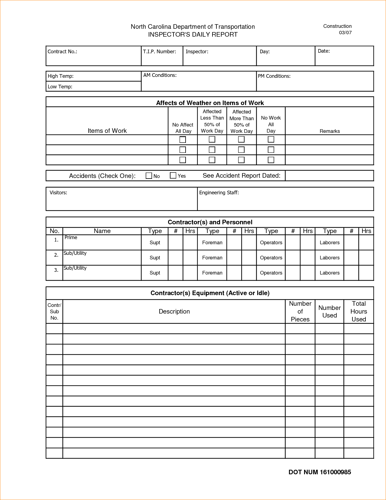 Construction Daily Report Template Form Free Word Pdf Intended For Cognos Report Design Document Template
