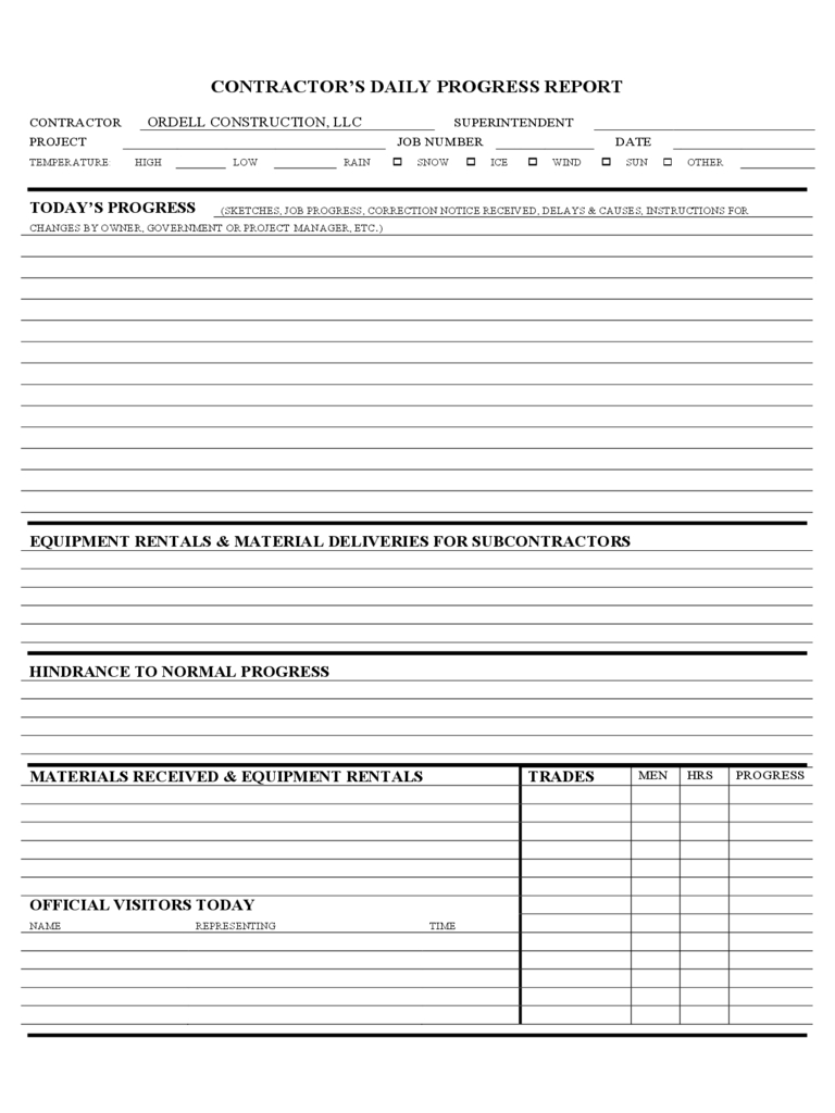 Construction Daily Report Template Free 6 – Guatemalago Pertaining To Construction Daily Report Template Free