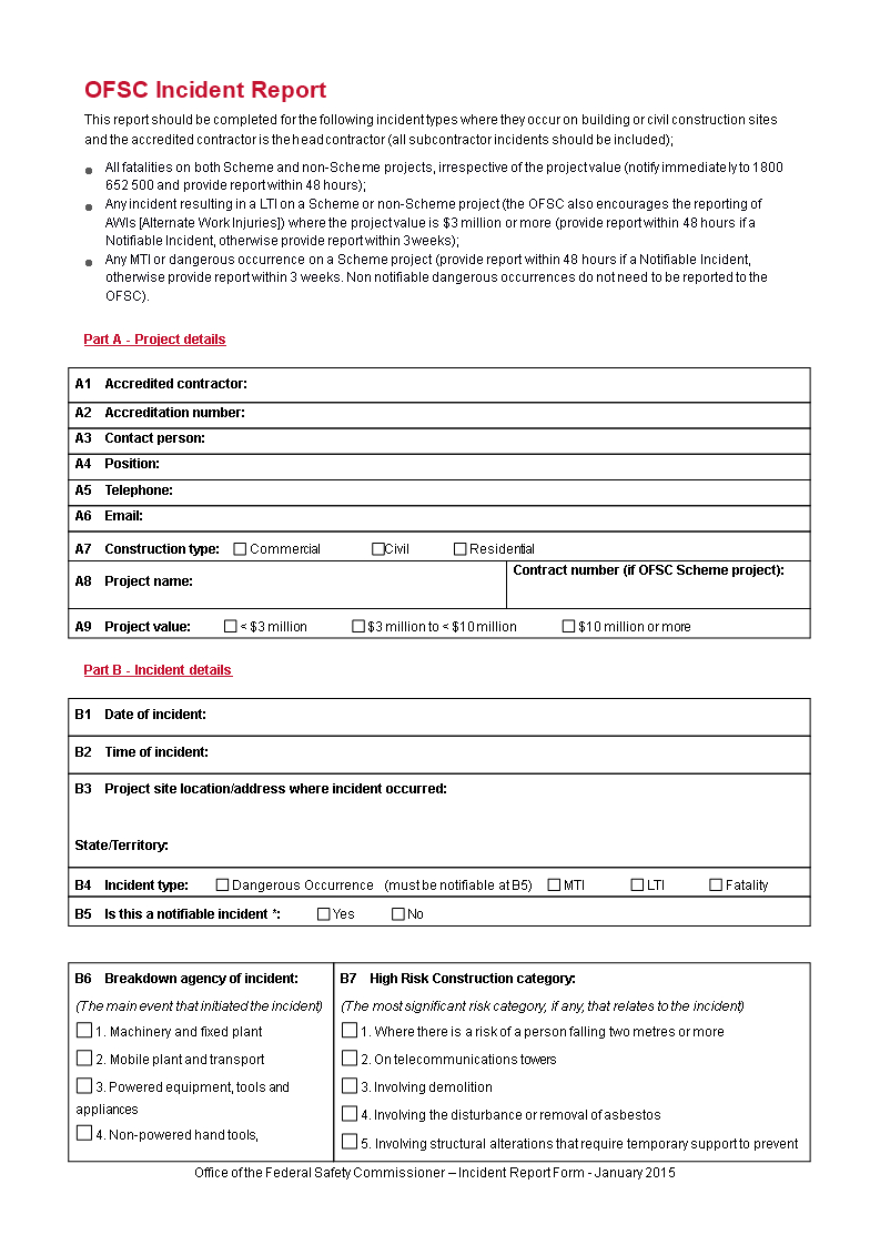 Construction Incident Report Form | Templates At With Construction Accident Report Template