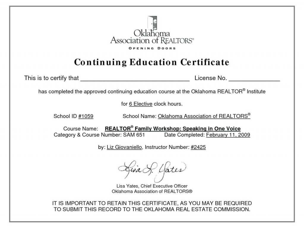 Continuing Education Certificate Template | Free Download For Continuing Education Certificate Template