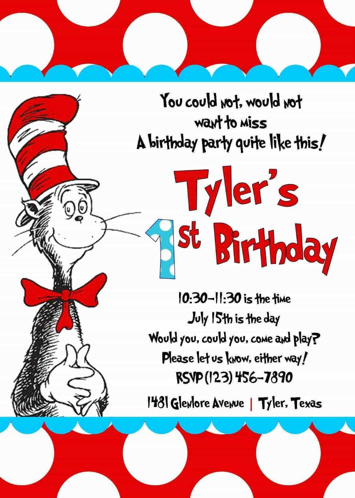 Cool Create Easy Dr Seuss Birthday Invitations | Dr Seuss Regarding Dr Seuss Birthday Card Template