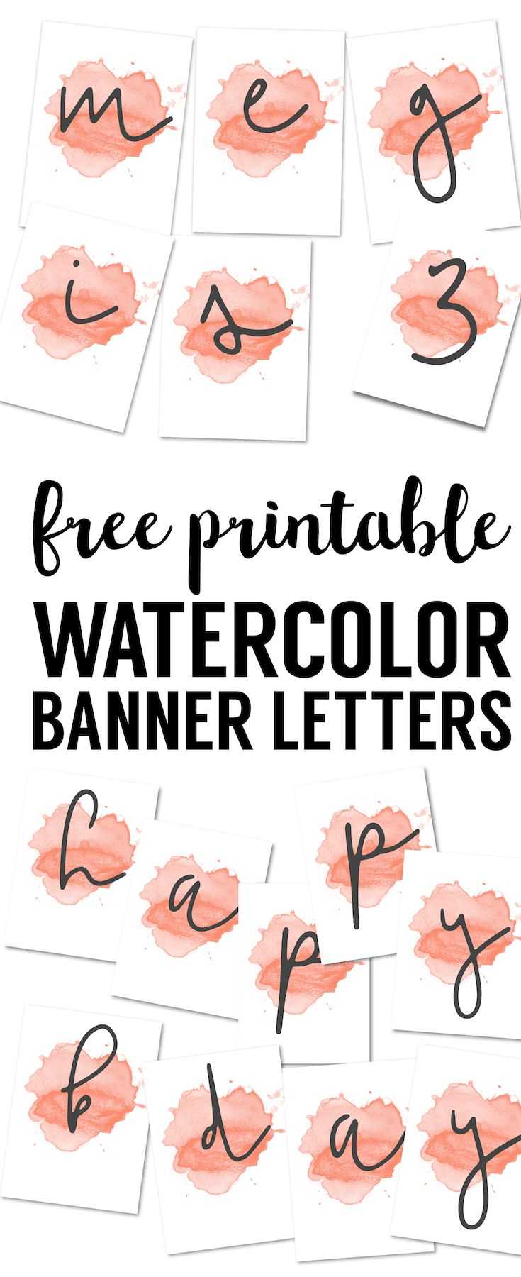 Coral Watercolor Banner Free Printable | Free Printables With Free Bridal Shower Banner Template