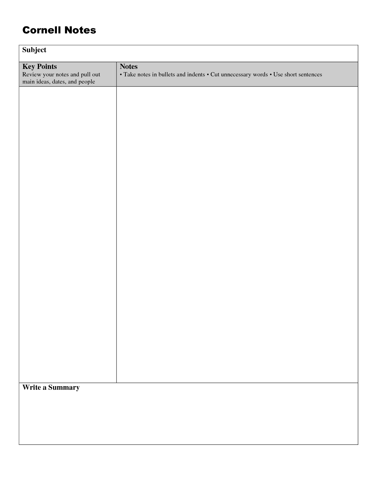 Cornell Note Taking Template Word | Cornell Notes, Cornell Inside Cornell Note Template Word