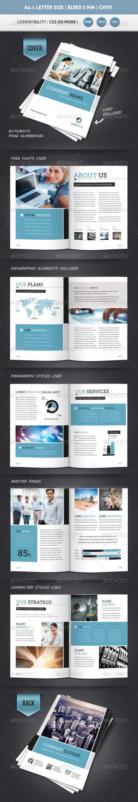Corporate Brochure Template A4 & Letter 12 Pages Intended For 12 Page Brochure Template