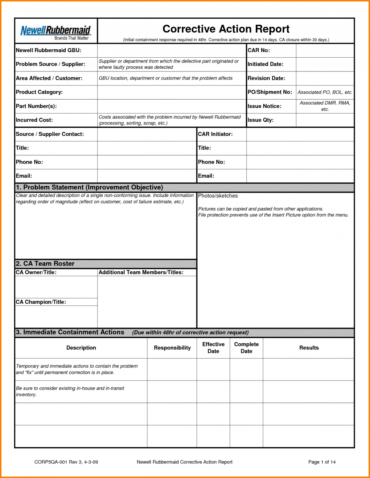 Corrective Action Report Template 5 – Guatemalago Within Corrective Action Report Template