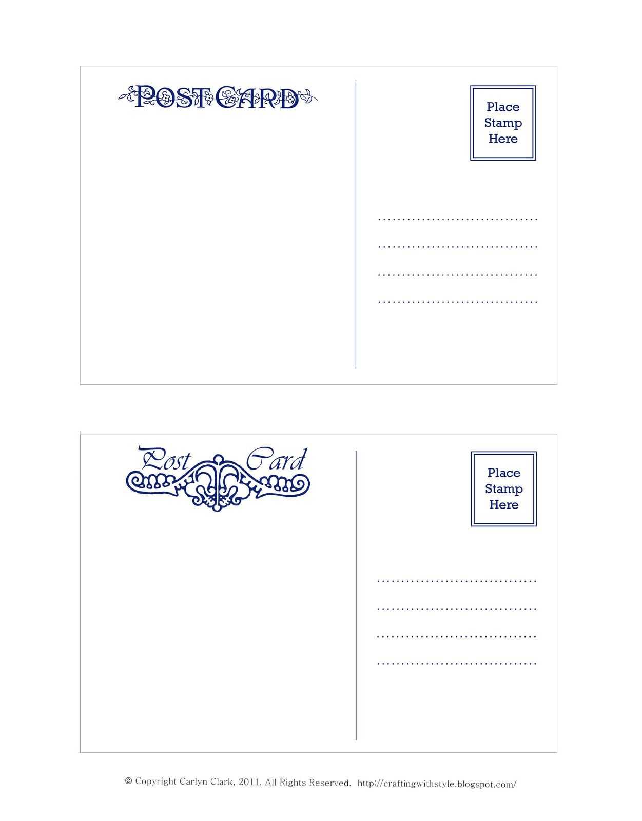 Crafting With Style: Free Postcard Templates | Free In Post Cards Template