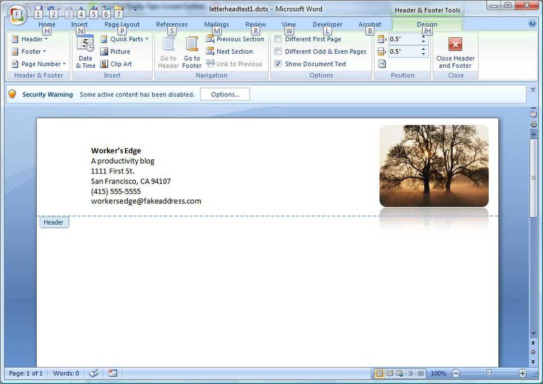 Create A Letterhead Template In Microsoft Word – Cnet Within How To Insert Template In Word