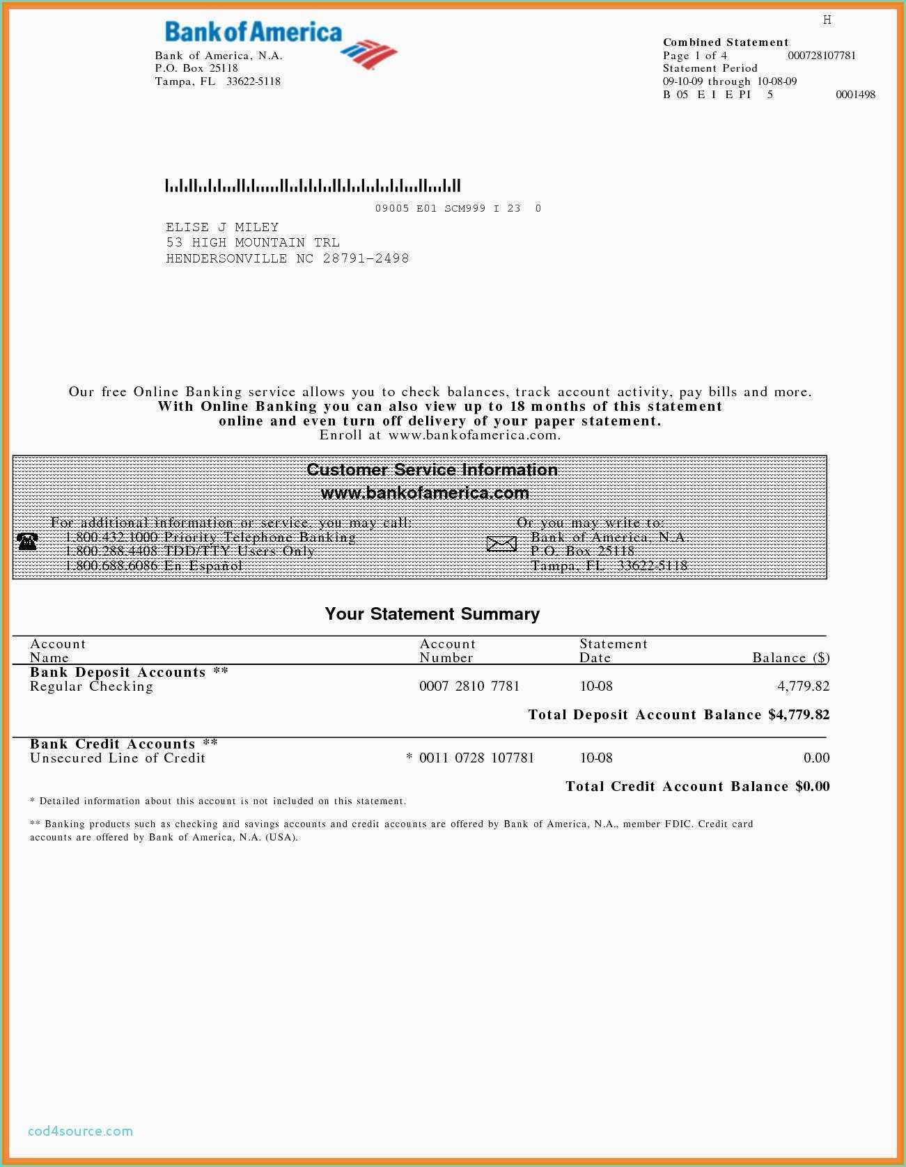 Create Fake Bank Of America Statement Create Fake Bank For Credit Card Statement Template