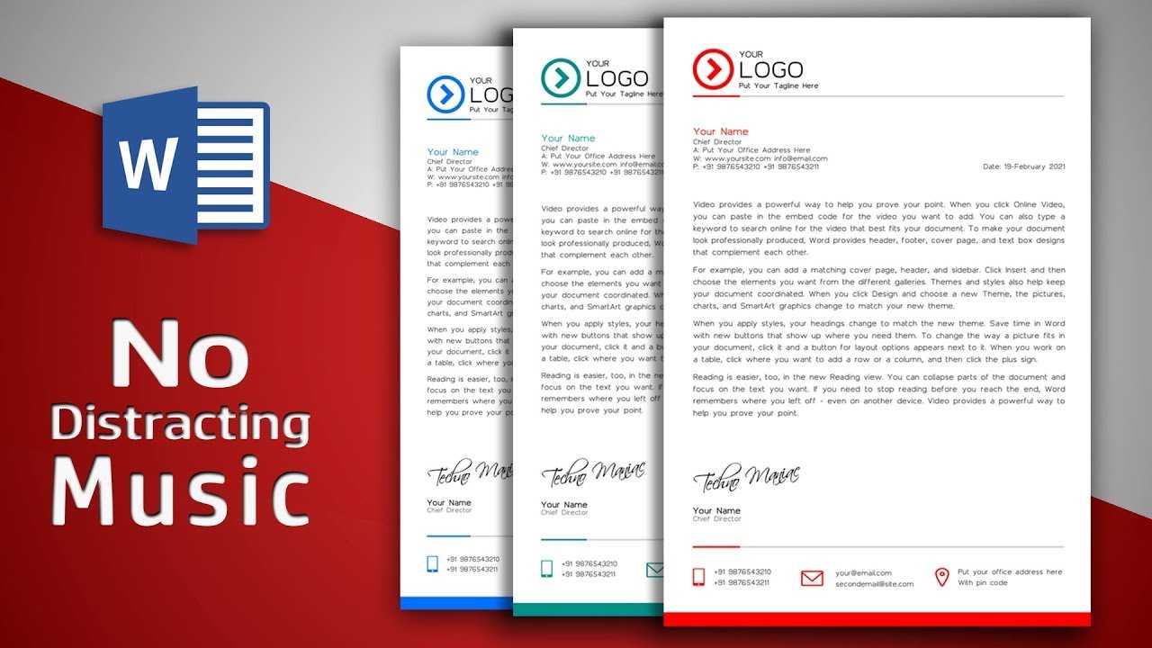 Create Modern Letterhead In Ms Word | No Distracting Music | Free Template Pertaining To Free Letterhead Templates For Microsoft Word
