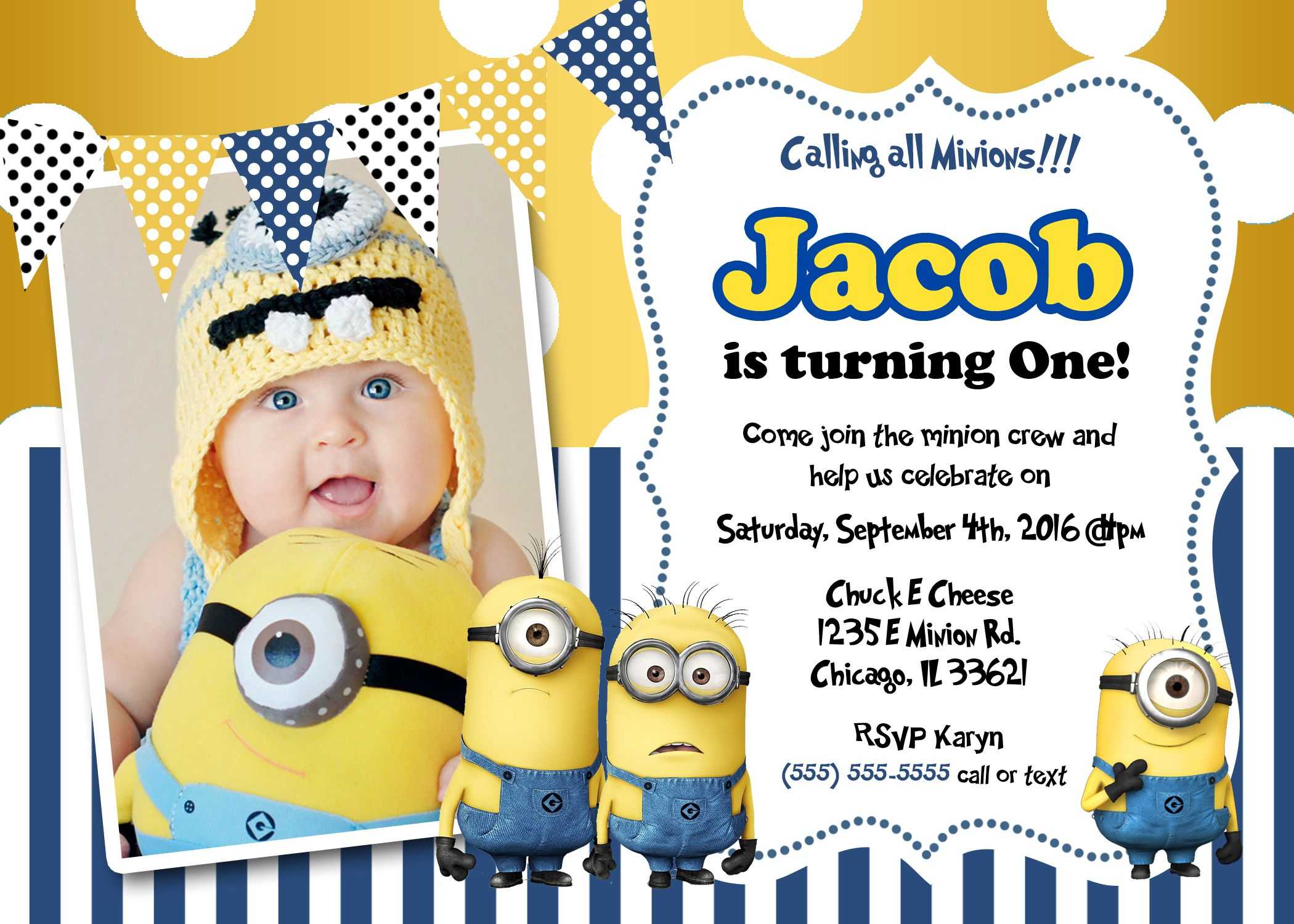 Create Own Minion Birthday Invitations Templates For Create Intended For Minion Card Template