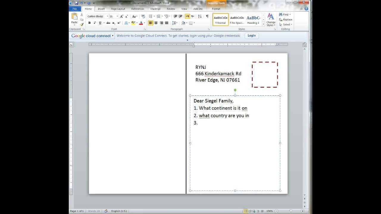Creating A Postcard In Word Regarding Microsoft Word 4X6 Postcard Template
