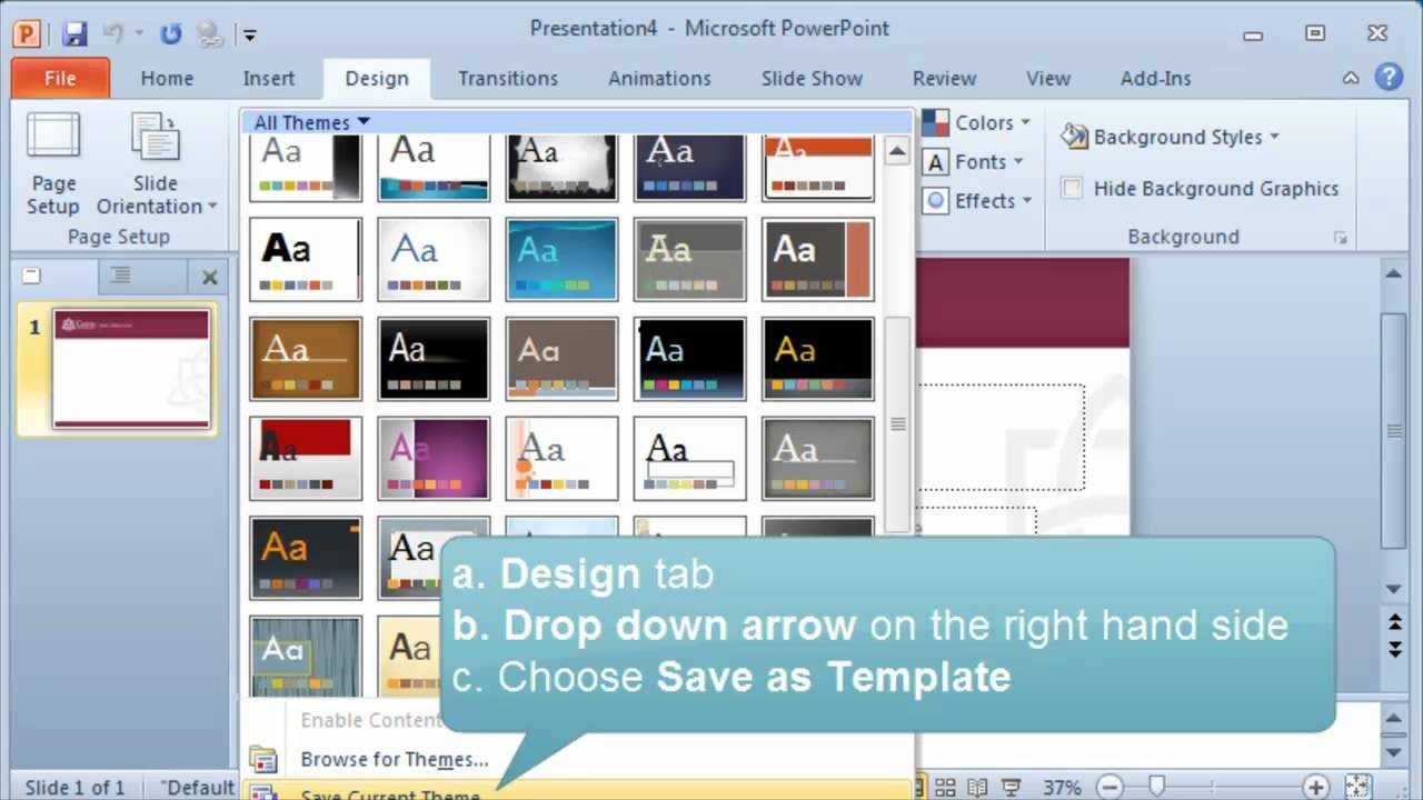 Creating And Setting A Default Template Or Theme In Powerpoint For What Is Template In Powerpoint