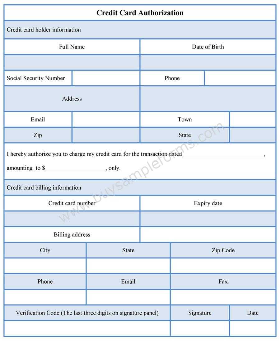 Credit Card Authorization Form Template – Sample Forms For Order Form With Credit Card Template