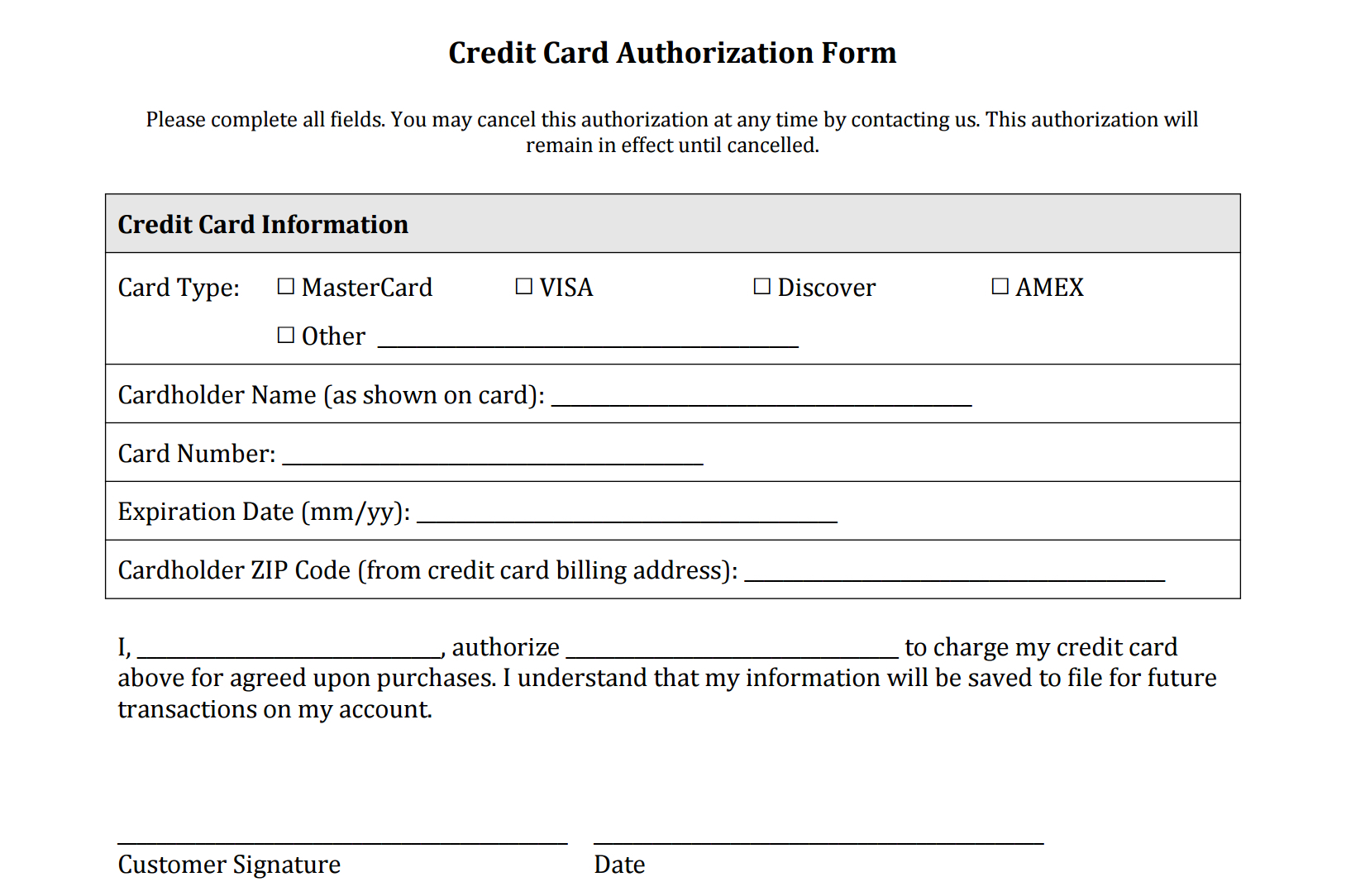 Credit Card Authorization Form Templates [Download Throughout Credit Card Templates For Sale