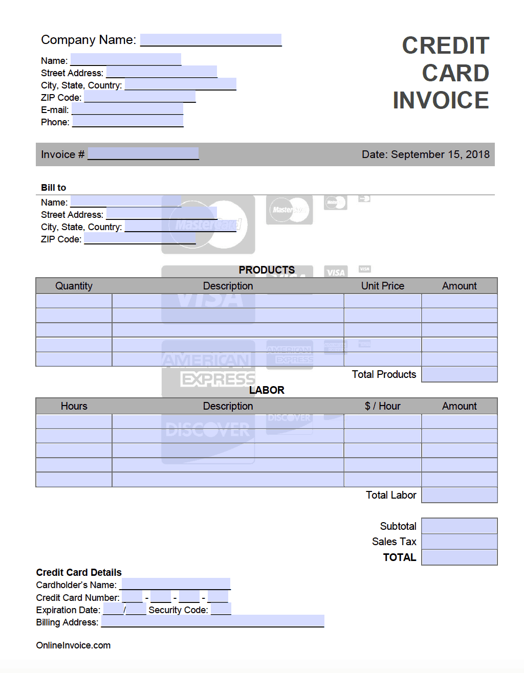 Credit Card Invoice Template – Onlineinvoice Throughout Credit Card Bill Template