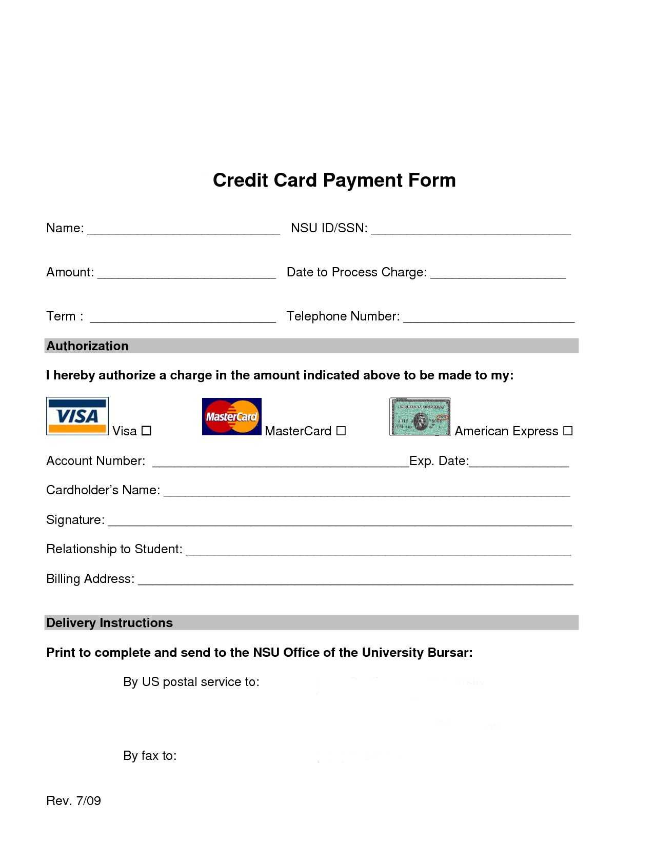 Credit Card Processing Form | Words, Cards, Web Design Intended For Order Form With Credit Card Template