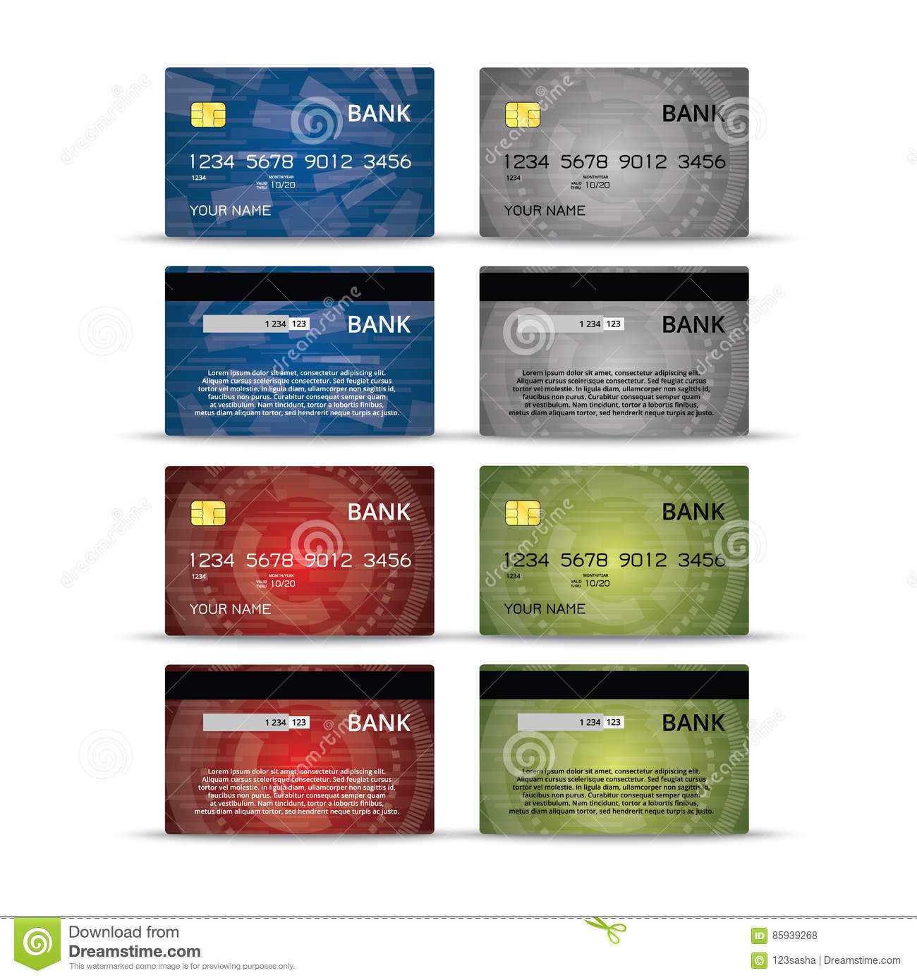 Credit Or Debet Cards Design Set Stock Vector – Illustration With Credit Card Templates For Sale