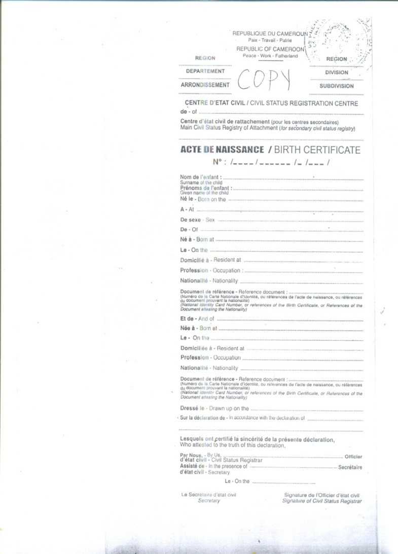 Crvs – Birth, Marriage And Death Registration In Cameroon Throughout Corporate Secretary Certificate Template