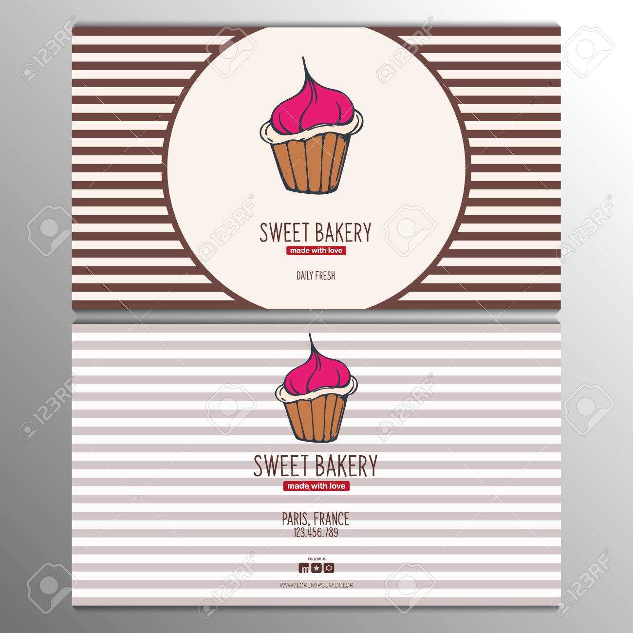 Cupcake Or Cake Business Card Template For Bakery Or Pastry. With Cake Business Cards Templates Free