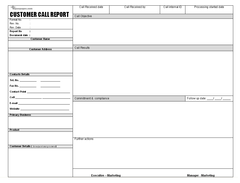 Customer Call Report Format Pertaining To Customer Contact Report Template