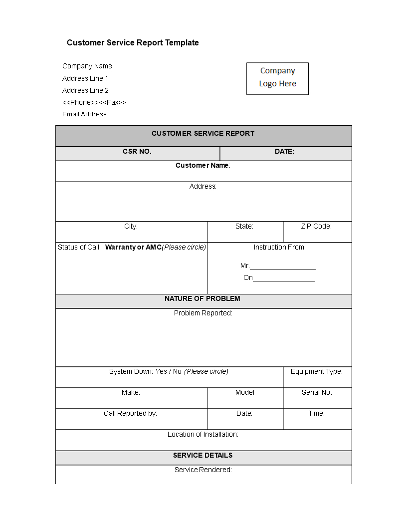 Customer Service Report Template | Templates At With Regard To Customer Contact Report Template