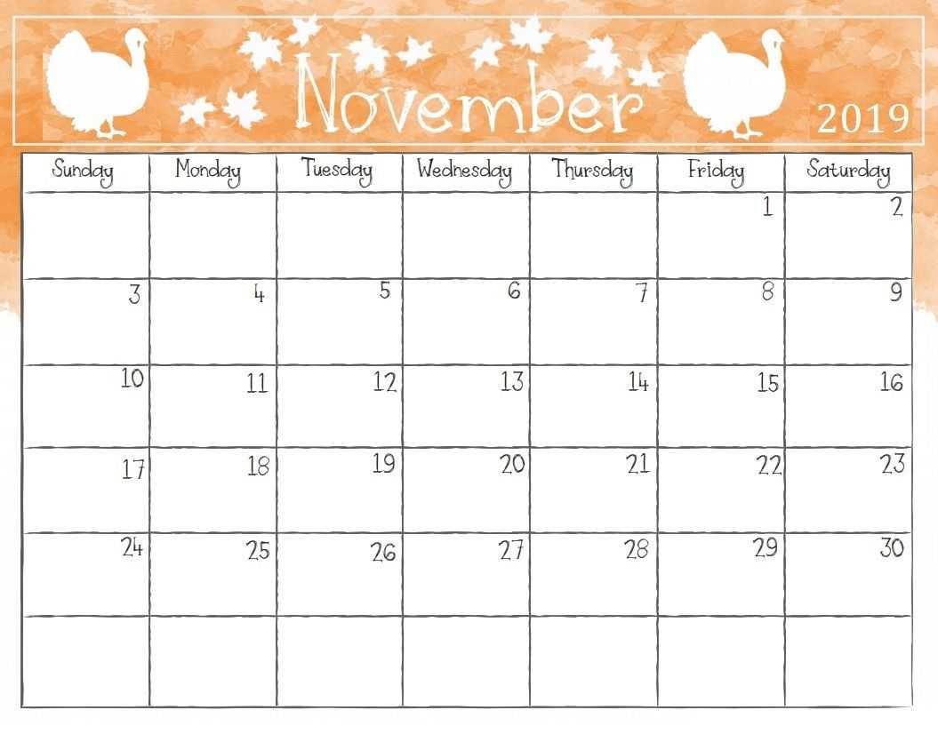 Cute November 2019 Calendar Printable Wallpaper For Kids Inside Blank Calendar Template For Kids