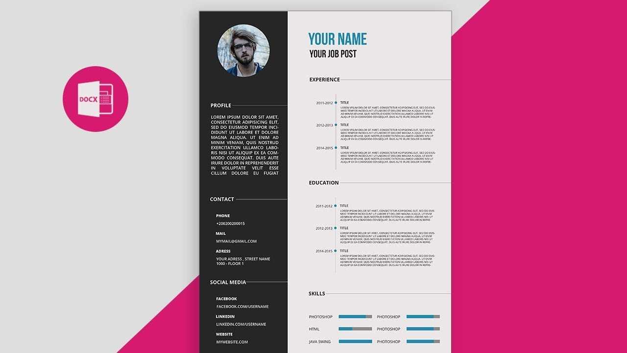 Cv/resume Template Design Tutorial With Microsoft Word Free Psd+Doc+Pdf Throughout Resume Templates Word 2013