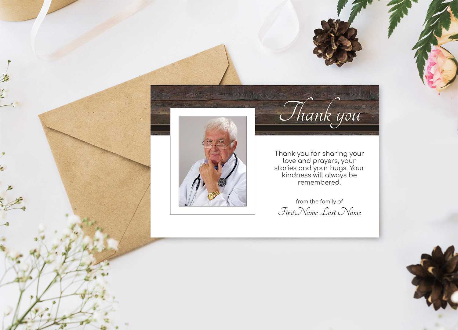 Dad's Funeral Thank You Cards. Printable Sympathy Thank You With Photo,  Editable Digital Download Inside Sympathy Thank You Card Template
