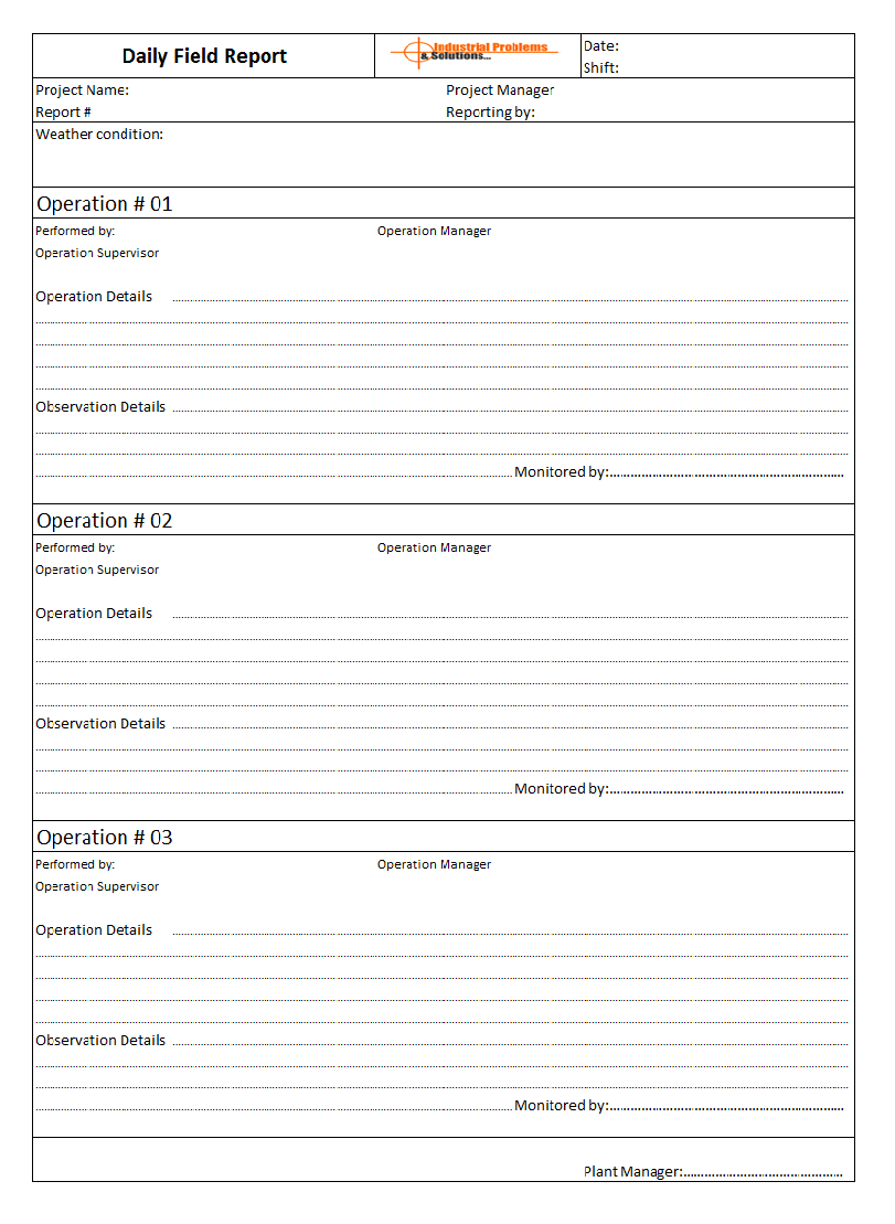 Daily Field Report Format Throughout Field Report Template