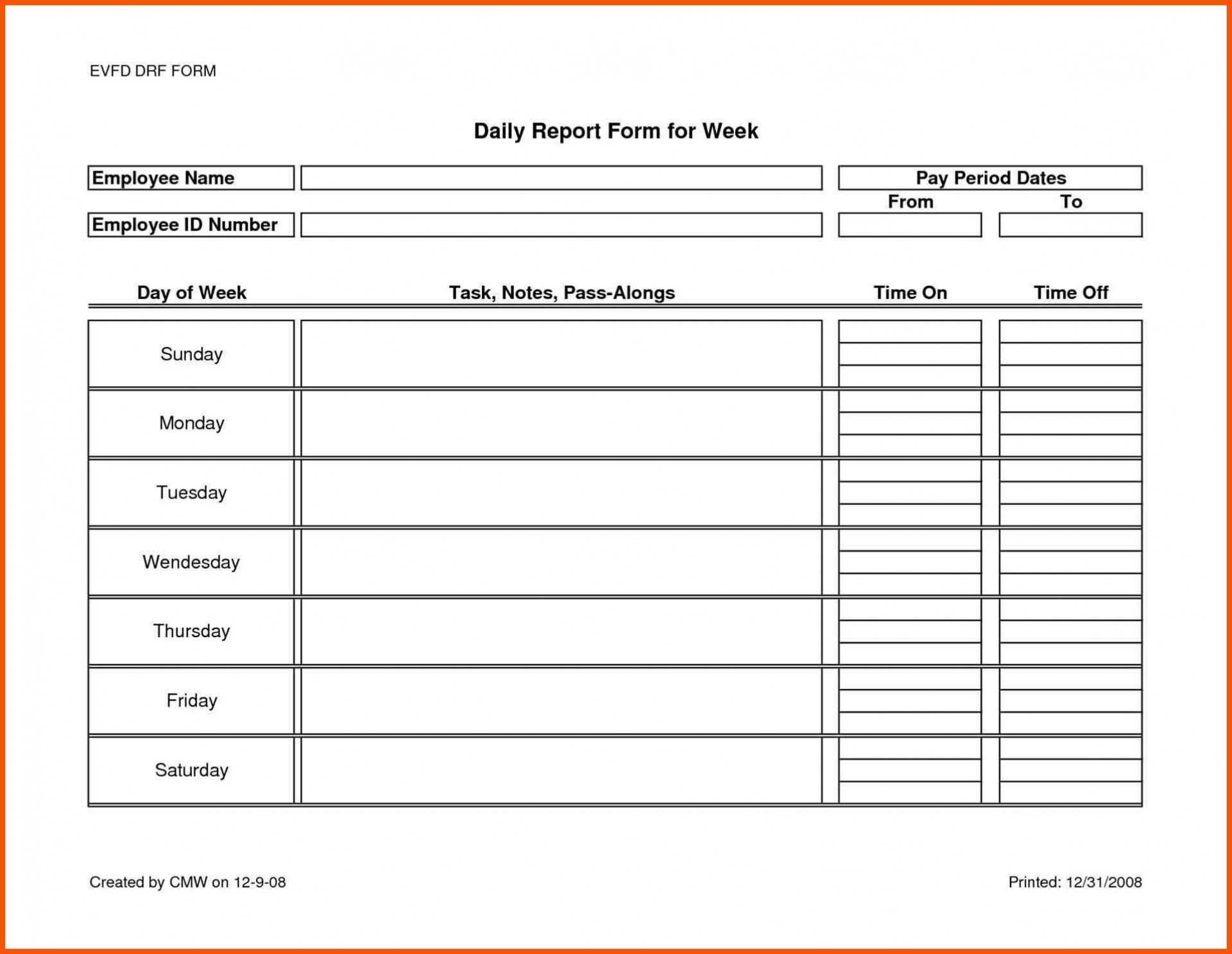 Daily Report Template Letter Sample Status Excel Activity Intended For Daily Activity Report Template