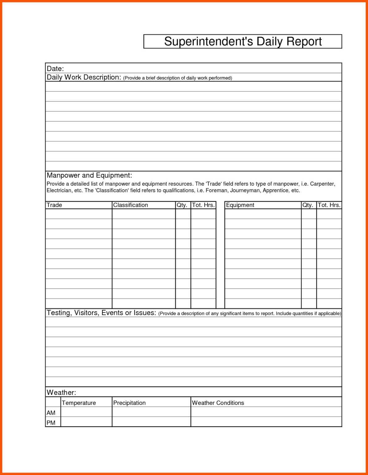 Job Progress Report Template