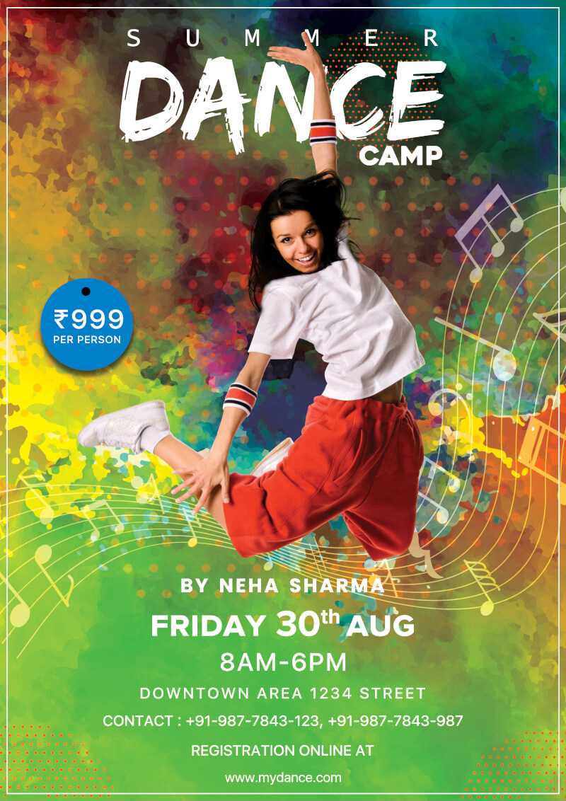 Dance Camp Flyer Free Psd Template | Psddaddy Throughout Dance Flyer Template Word