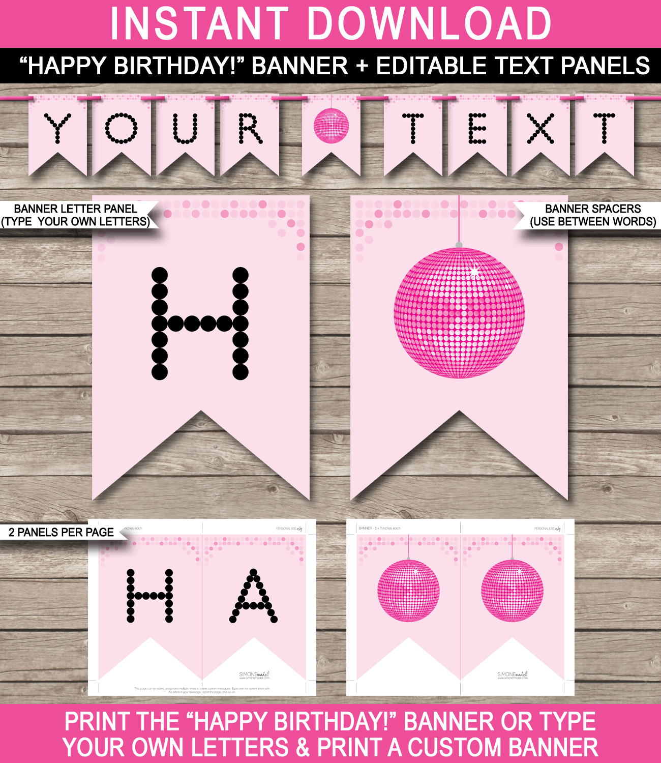 Dance Party Banner Template – Pink In Diy Birthday Banner Template