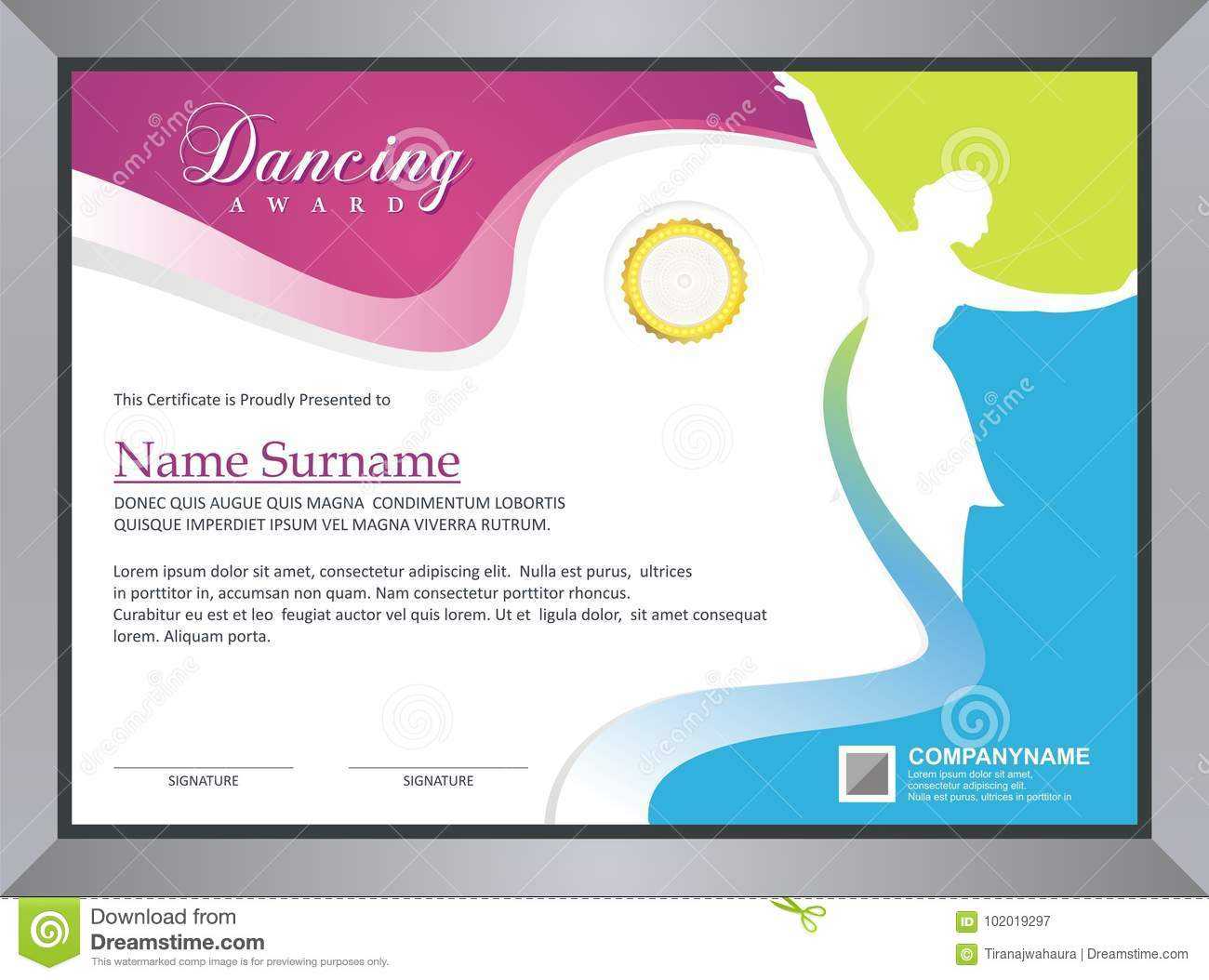 Dancing Certificate Stock Vector. Illustration Of With Regard To Dance Certificate Template