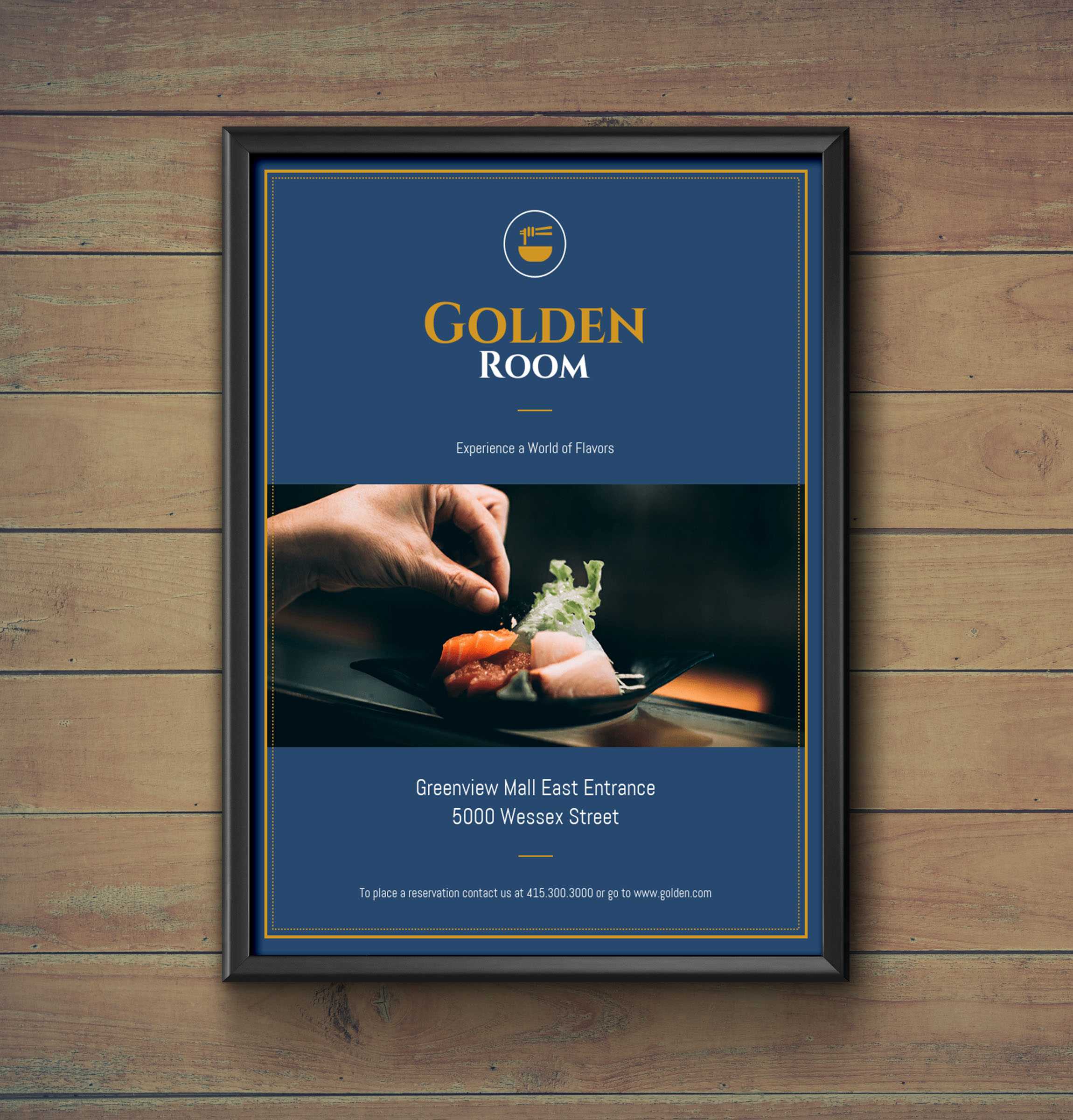 Dark Blue & Gold Fancy Restaurant Flyer Idea – Venngage For Fancy Brochure Templates
