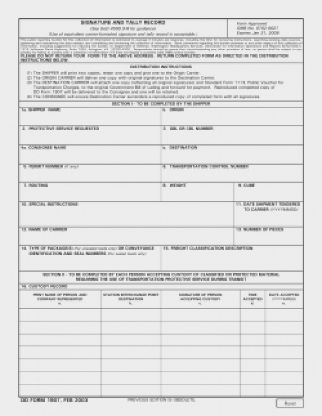 Dd Form 2505 2506 2508 2501 Instructions Courier Card Inside Dd Form 2501 Courier Authorization Card Template