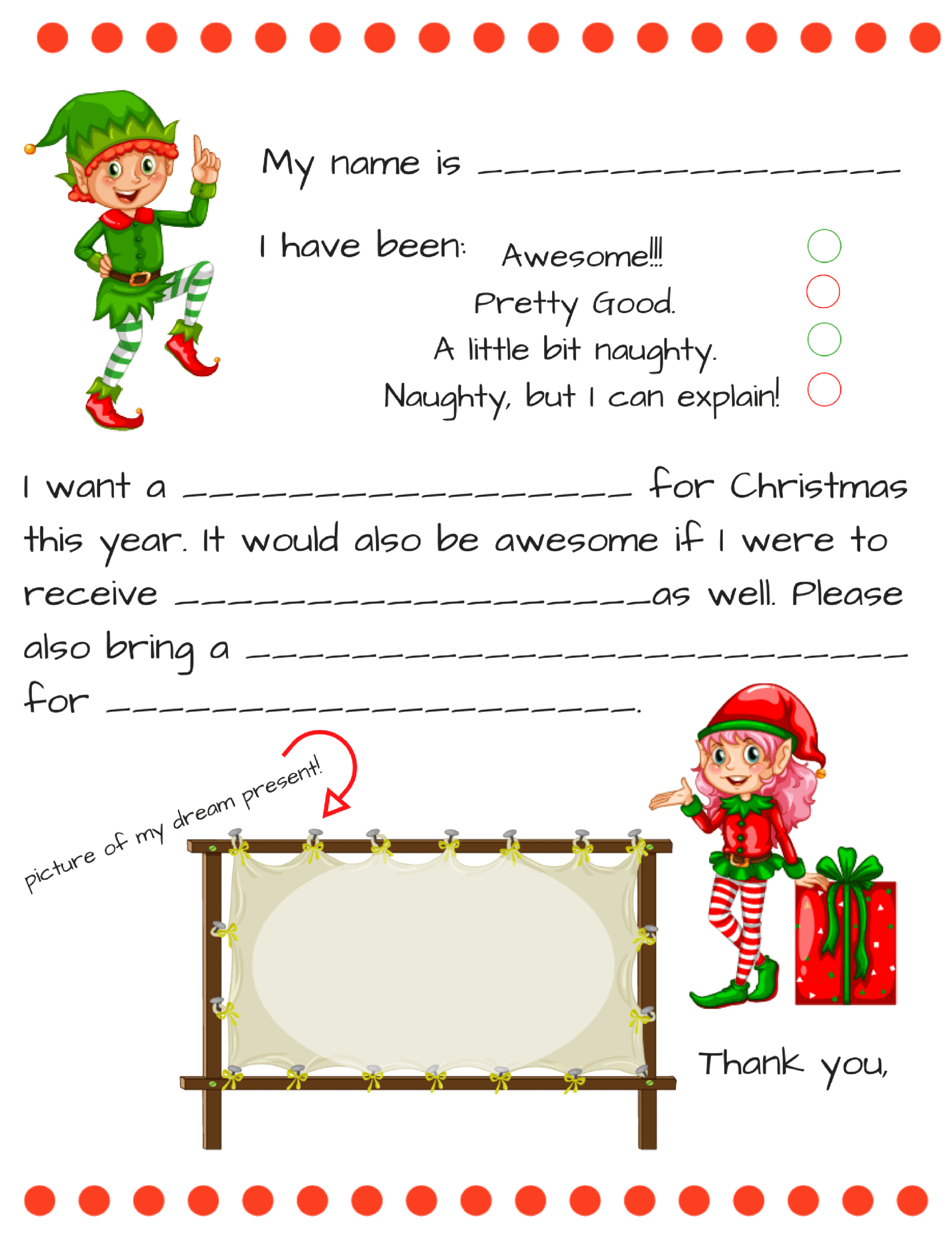 Dear Santa Fill In Letter Template – In Blank Letter From Santa Template