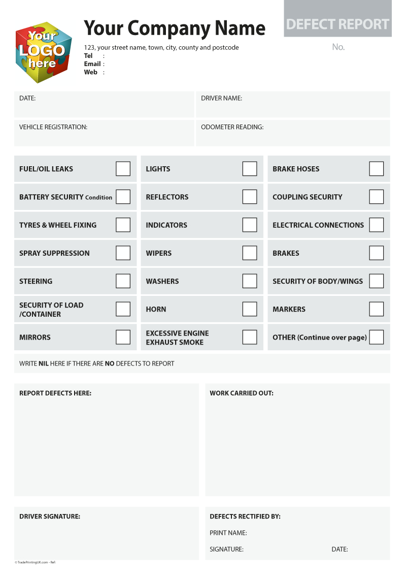 Defect Report Template Artwork For Carbonless Ncr Print From With Ncr Report Template