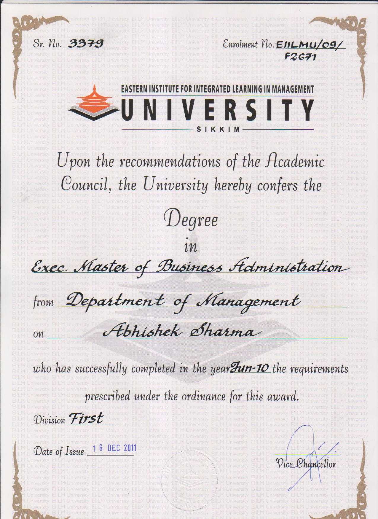Degree: Degree Certificate Sample Degree Certificates Intended For University Graduation Certificate Template