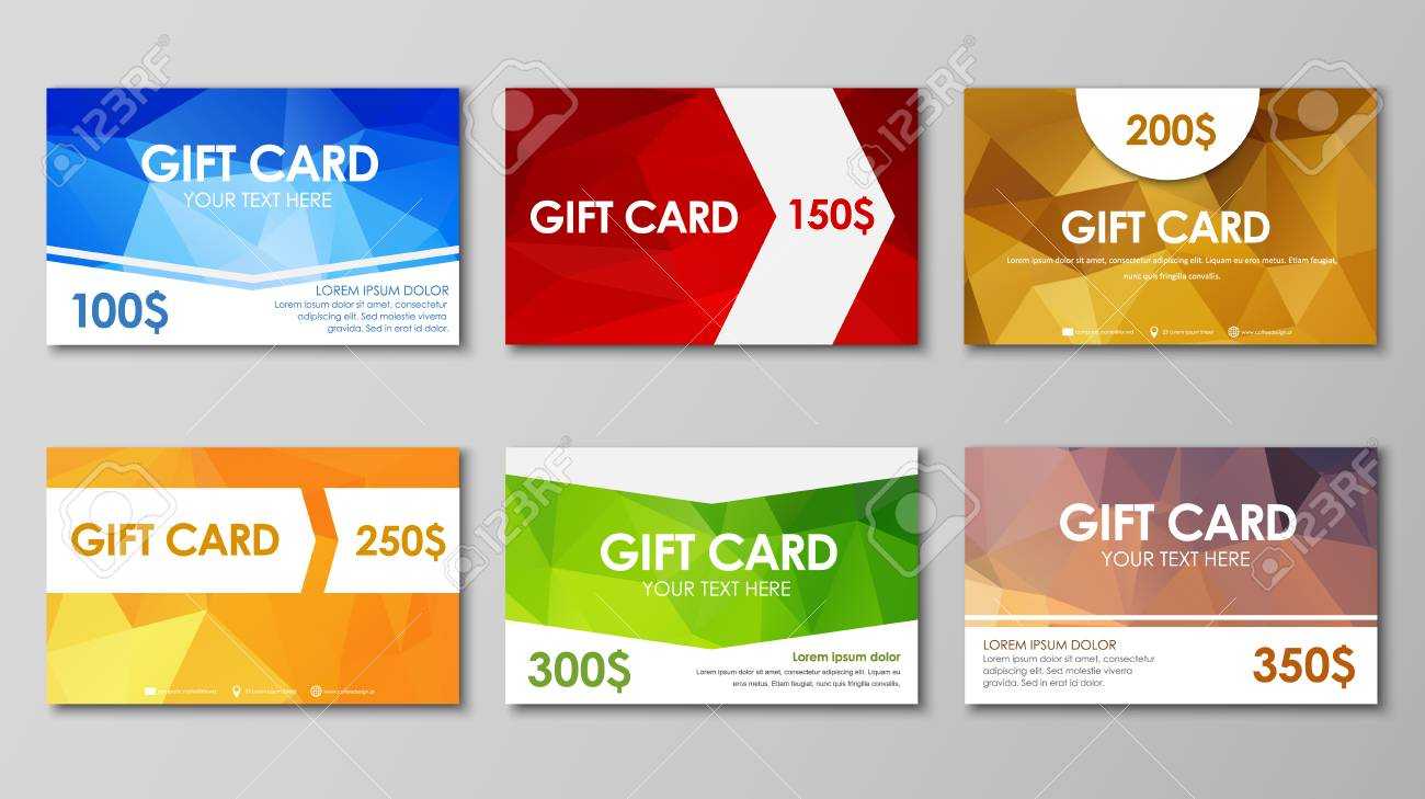 Design Of Colored Polygonal Gift Cards. Templates Of Different.. Throughout Advertising Cards Templates