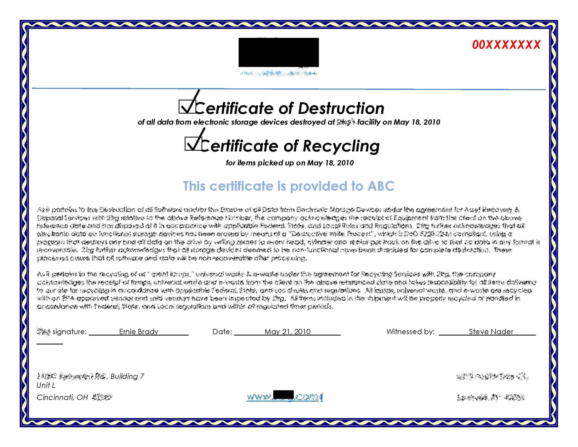 Destruction Certificate Template Image Collections Avery In Hard Drive Destruction Certificate Template