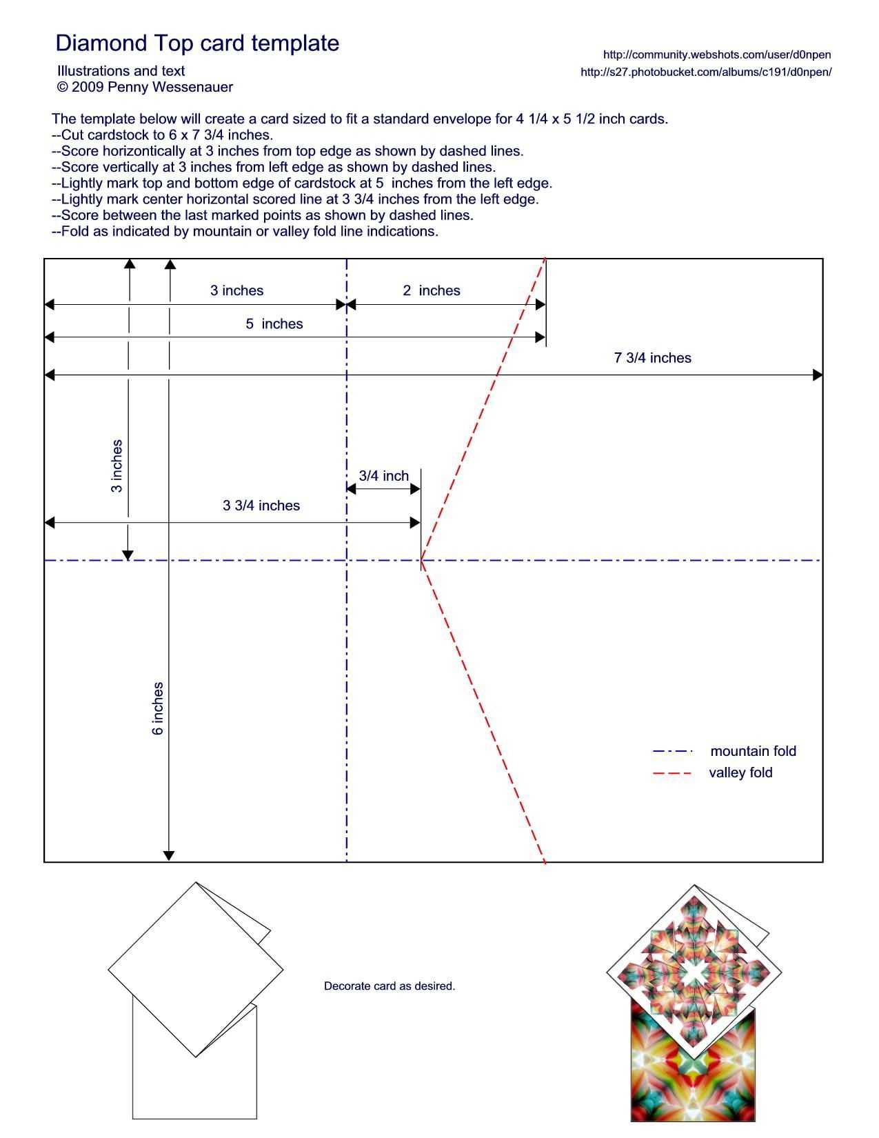 Diamond Topped Card Template – To Fit A Standard A2 Card Throughout A2 Card Template