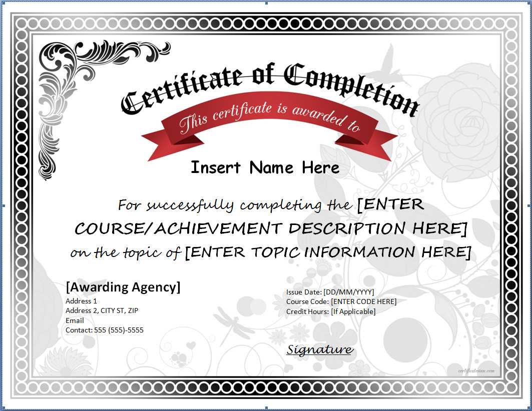 Different Kinds Of Certificate Of Completion Template #35 Throughout Certificate Of Completion Template Free Printable