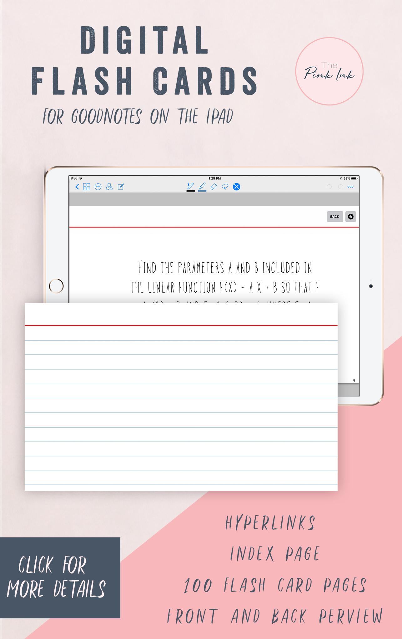 Digital Flash Cards, Hyperlinks, Flash Cards For Goodnotes Regarding Index Card Template For Pages